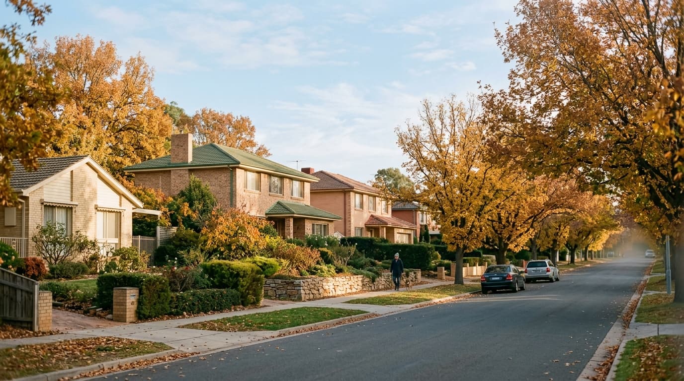 Leafy established Canberra residential street in autumn — capital gains tax valuation context