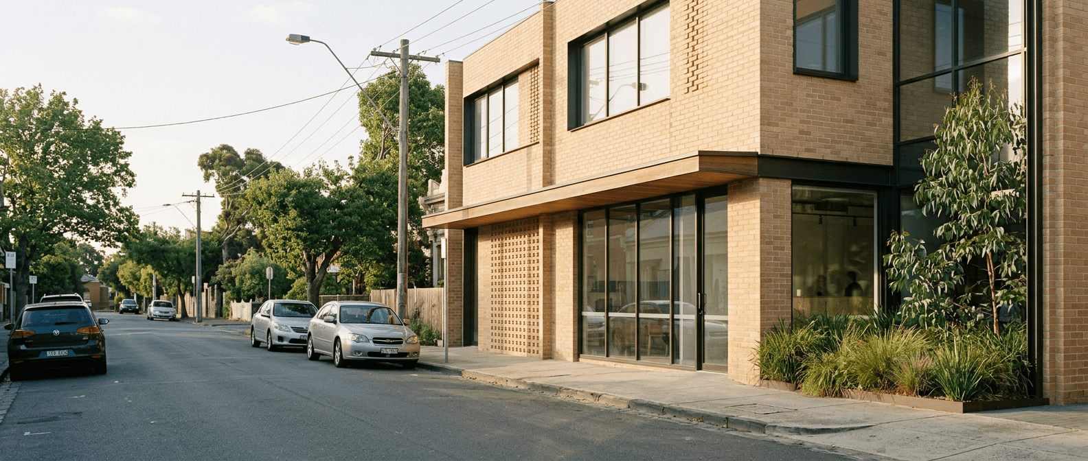 Contemporary Australian commercial building on a city-fringe street — commercial property valuation
