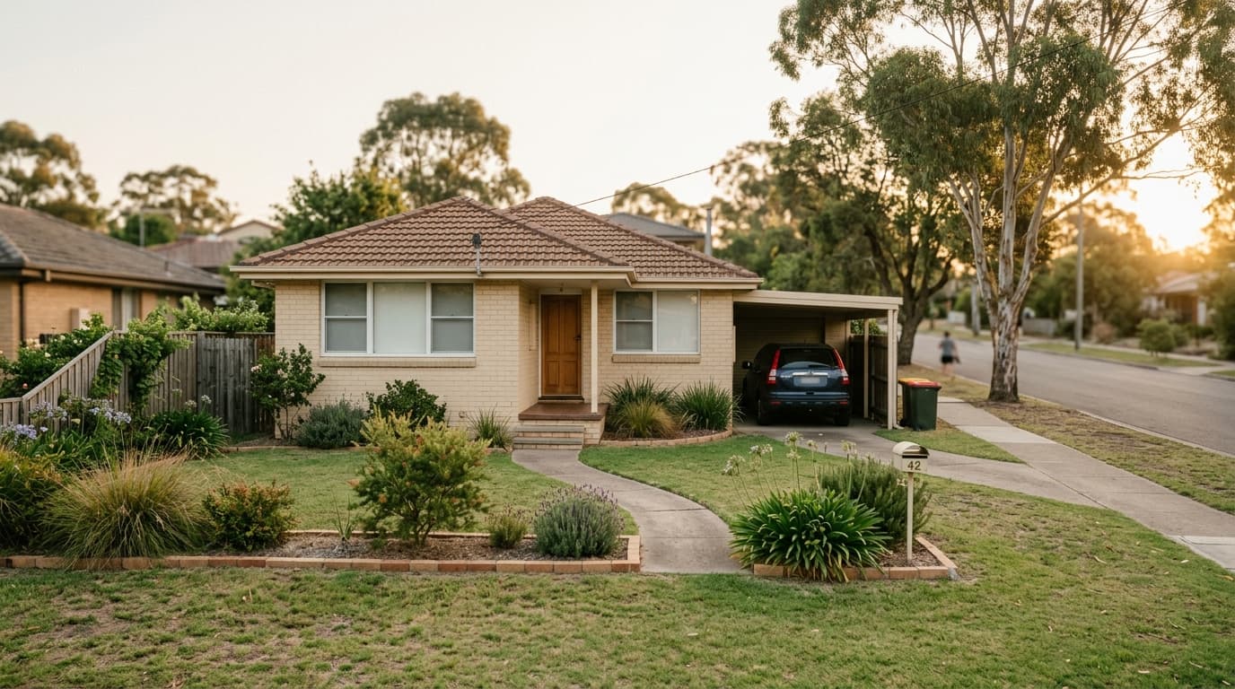 Established Australian suburban home at golden hour — former main residence now rented out