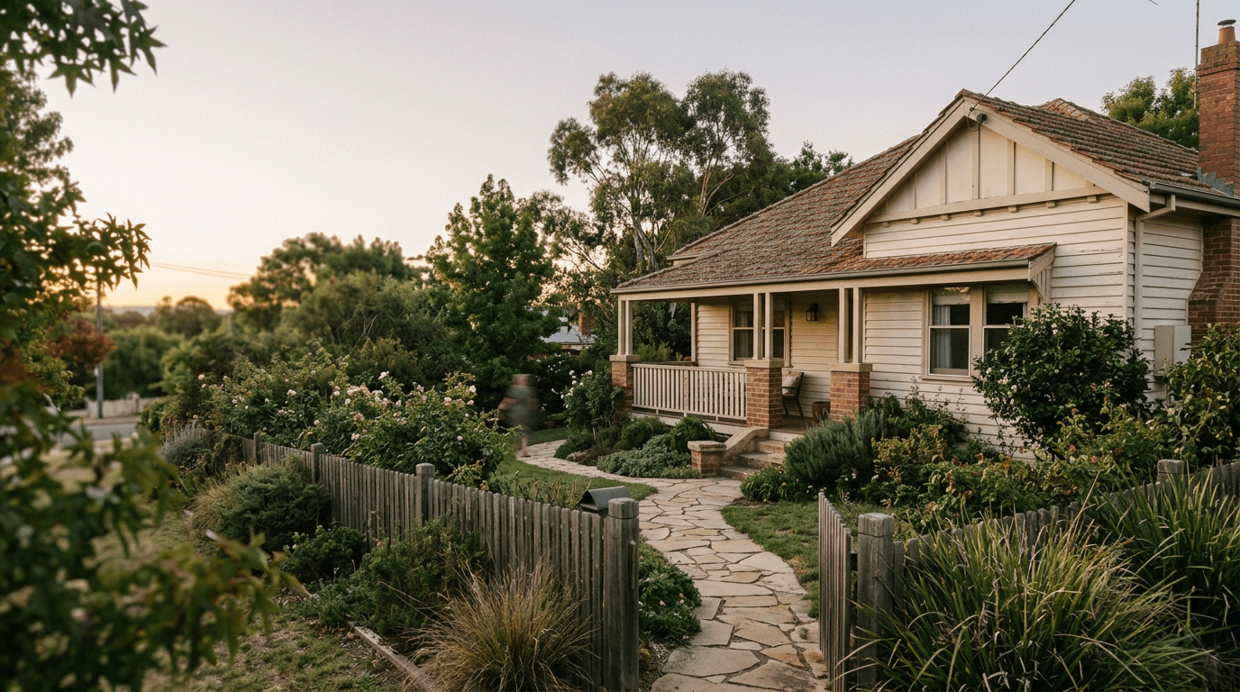 Established older Australian character home in warm late light — retrospective property valuation